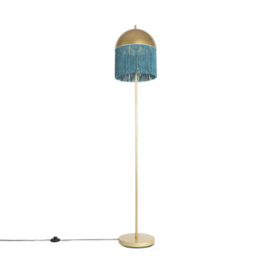 vloerlampen Oosterse vloerlamp goud met groene franjes 30 cm Fringle StaalStof Groen Fleur je interieur op oosterse De aan deze lamp geven de een speels effect