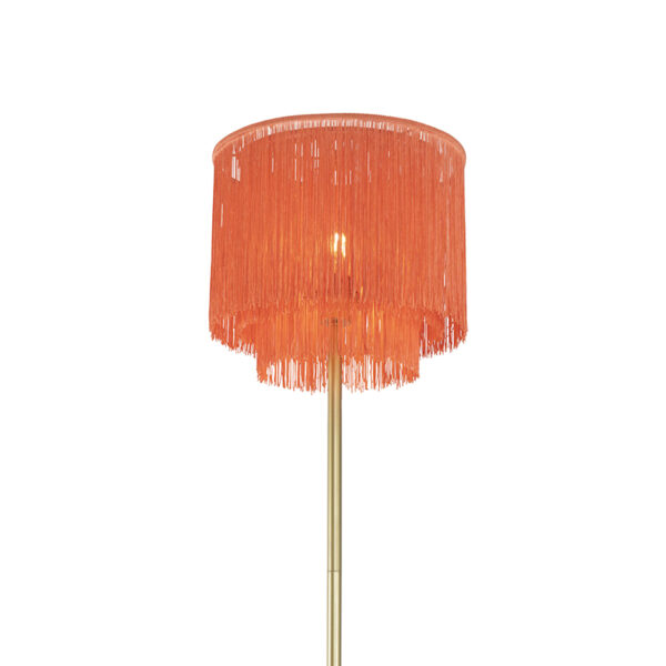 Oosterse vloerlamp goud roze kap met franjes - Franxa - Afbeelding 2