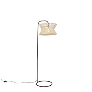 vloerlampen Oosterse vloerlamp Leonard TouwStaal Naturel Met voeg je warmte toe aan interieur. Deze oosterse lamp is gemaakt van touw met staal. Hij heeft een