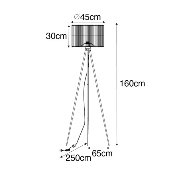 Oosterse vloerlamp tripod rotan - Maud - Afbeelding 3