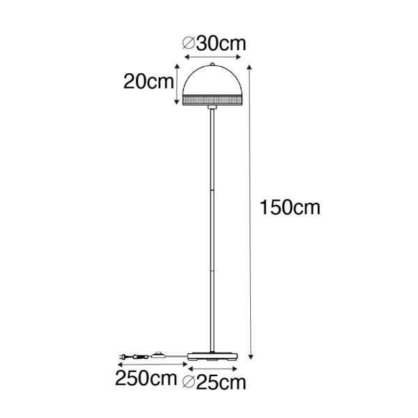 Oosterse vloerlamp wit met rotan 30 cm - Magna Rotan - Afbeelding 3