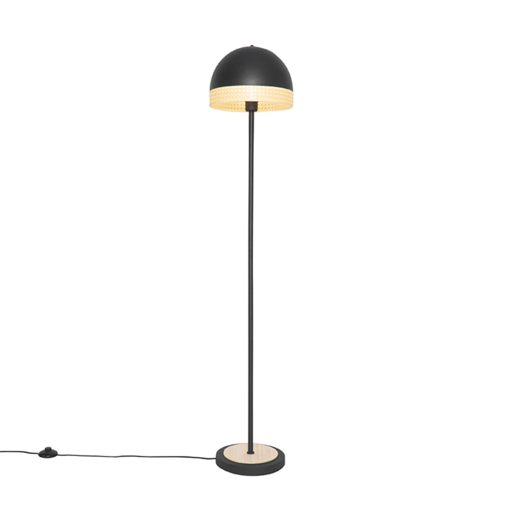 vloerlampen Oosterse vloerlamp zwart met rotan 30 cm Magna Rotan RotanStaal Zwart is een echt verlichtingsaccessoire in je interieur. Deze gemaakt van staal