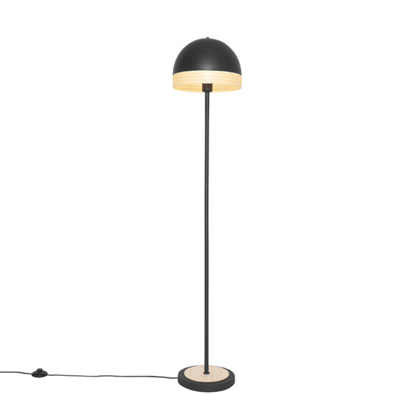 vloerlampen Oosterse vloerlamp zwart met rotan 30 cm Magna Rotan RotanStaal Zwart is een echt verlichtingsaccessoire in je interieur. Deze gemaakt van staal