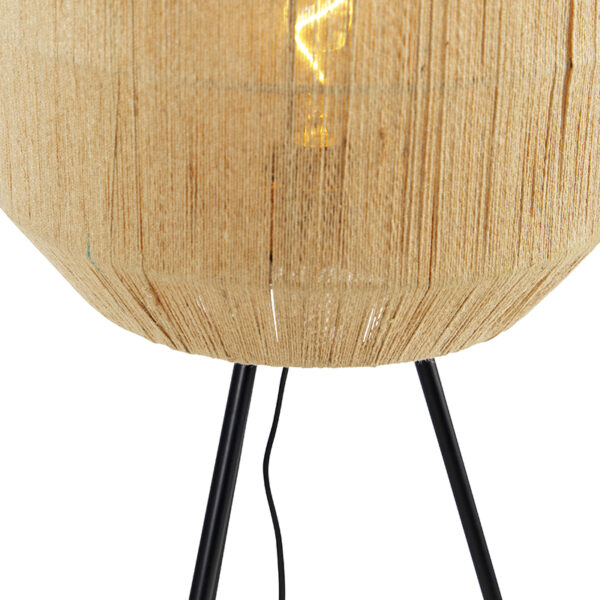 Oosterse vloerlamp zwart met touw tripod - Riki - Afbeelding 2