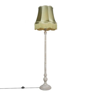 vloerlampen Retro vloerlamp grijs met groene Granny kap Classico HoutStof Groen Ga terug in de tijd deze Classico. De is weer van weggeweest en staat geweldig