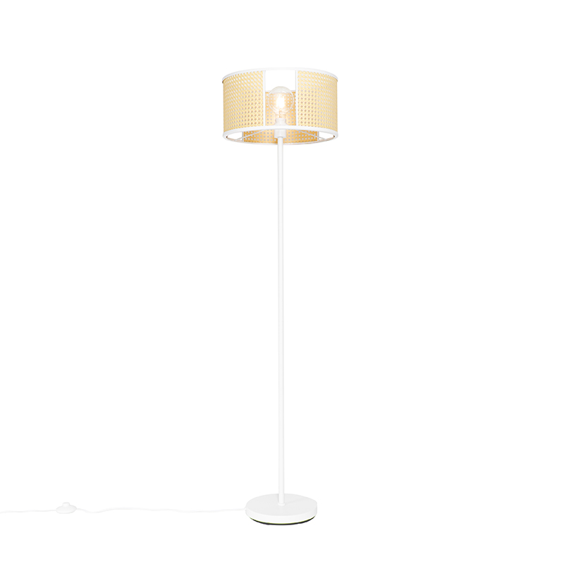vloerlampen Retro vloerlamp wit met rotan 40 cm Akira RotanStaal Wit Onze is onopvallend maar toch aanwezig dankzij zijn mooie lichteffect in je Deze de