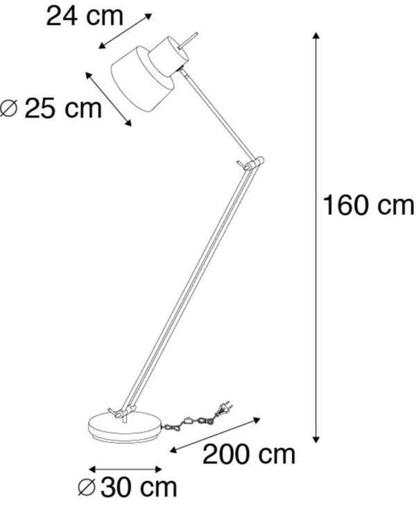Retro vloerlamp zwart - Chappie - Afbeelding 3