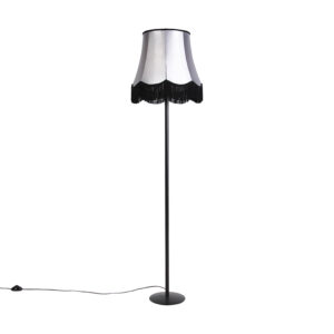 vloerlampen Retro vloerlamp zwart Granny kap met grijs 45 cm Simplo StaalStof Zwart Hou jij wel van een retro touch in je Dan is de echt iets voor Hij heeft