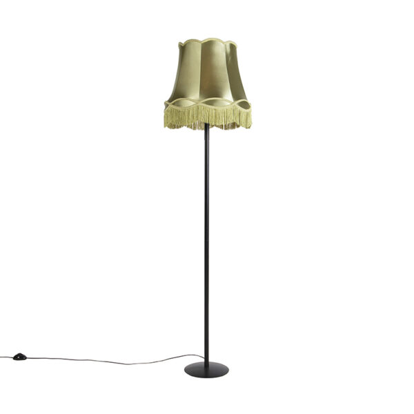 vloerlampen Retro vloerlamp zwart met Granny kap groen 45 cm Simplo StaalStof Zwart Hou jij wel van een romantische touch in je Dan is de echt iets voor Hij