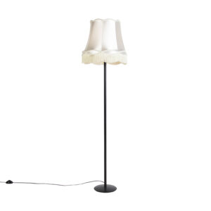 vloerlampen Retro vloerlamp zwart met Granny kap 45 cm Simplo StaalStof Hou jij wel van een romantische touch in je Dan is de echt iets voor Hij heeft armatuur