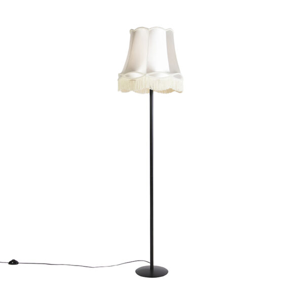 vloerlampen Retro vloerlamp zwart met Granny kap 45 cm Simplo StaalStof Hou jij wel van een romantische touch in je Dan is de echt iets voor Hij heeft armatuur