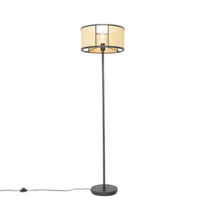 vloerlampen Retro vloerlamp zwart met rotan 40 cm Akira RotanStaal Zwart Onze is onopvallend maar toch aanwezig dankzij zijn mooie lichteffect in je Deze de