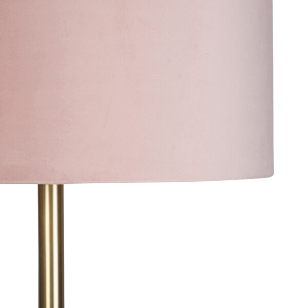 Romantische vloerlamp messing met roze kap 40 cm - Simplo - Afbeelding 2