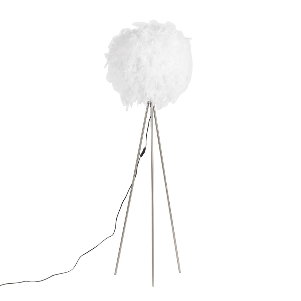 vloerlampen Romantische vloerlamp wit Feather MetaalStof Wit Met deze opvallende met veren versierde heb je meteen een prachtige in Deze lamp zorgt al voor