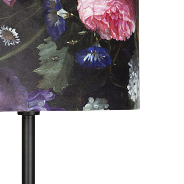 Romantische vloerlamp zwart met bloemen kap 40 cm - Simplo - Afbeelding 2