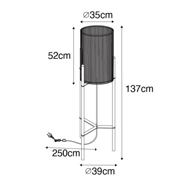 Scandinavische vloerlamp bamboe - Natasja - Afbeelding 3