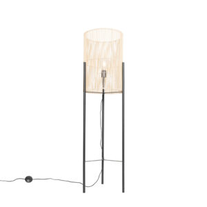 vloerlampen Scandinavische vloerlamp bamboe Natasja BamboeStaal Naturel Haal natuurlijke materialen in huis met deze vloerlamp. Door te combineren staal en