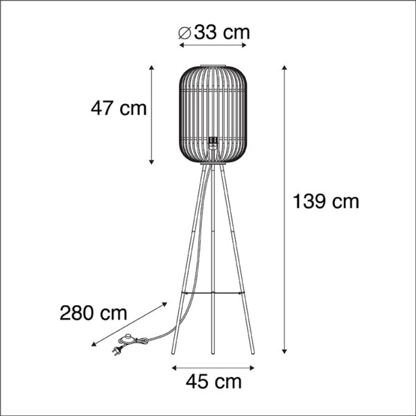 Smart landelijke vloerlamp rotan incl. WiFi A60 - Manila - Afbeelding 3