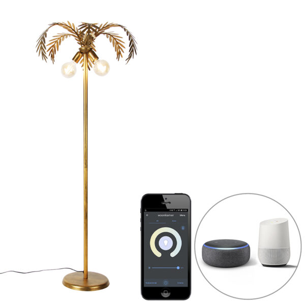 vloerlampen Smart vloerlamp goud incl. Wifi G95 Botanica Metaal VloerlampBotanicais een echte blikvanger voor in Devloerlampisgouden gemaakt vanmetaal.