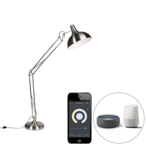 vloerlampen Smart vloerlamp staal incl. Wifi A60 Hobby Metaal Staal