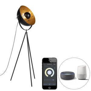 vloerlampen Smart vloerlamp tripod zwart incl. Wifi A60 Magna 40 Eglip Staal Zwart