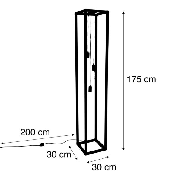 Smart vloerlamp zwart 3-lichts incl. Wifi G95 - Big Cage - Afbeelding 3