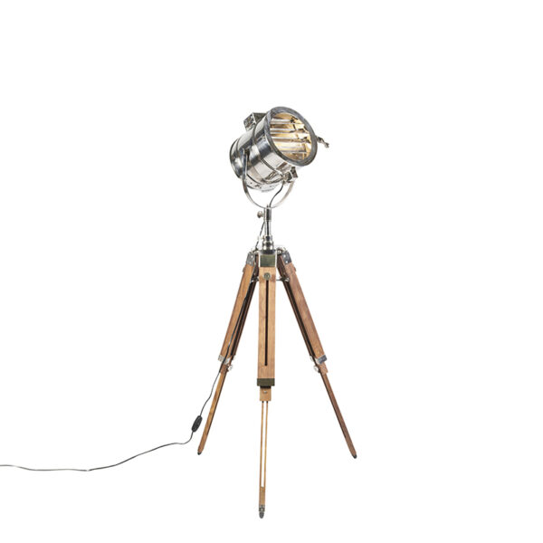 Tripod vloerlamp staal met hout studiospot - Radiant - Afbeelding 2