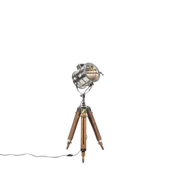 Tripod vloerlamp staal met hout studiospot - Radiant - Afbeelding 3