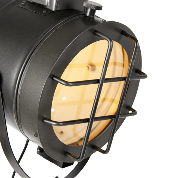 Tripod vloerlamp zwart met hout studiospot - Shiny - Afbeelding 2