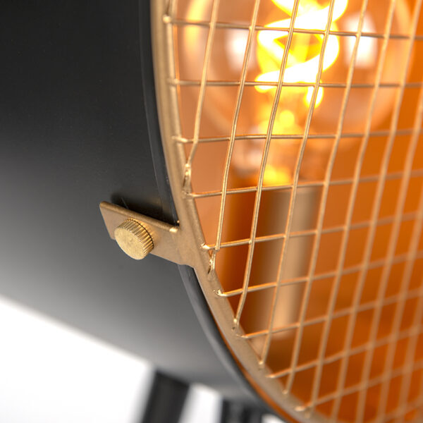 Vintage vloerlamp op bamboo driepoot zwart met goud - Barrel - Afbeelding 2
