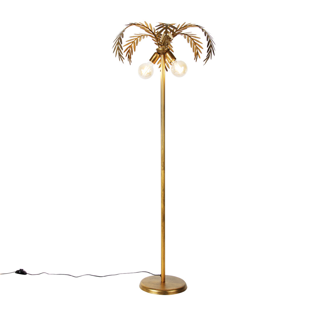 vloerlampen Vintage vloerlamp goud Botanica Metaal Wat een pareltje van QAZQA De is echte blikvanger in huis. Past mooi de woonkamer of gouden afwerking en