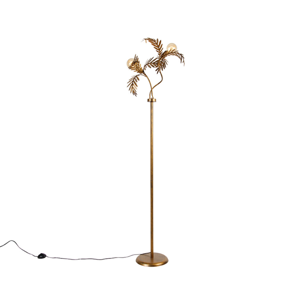 vloerlampen Vintage vloerlamp goud Botanica Staal De serie kenmerkt zich door het gebruik van met organische vormen zoals bladeren. Dit zie je ook terug in deze