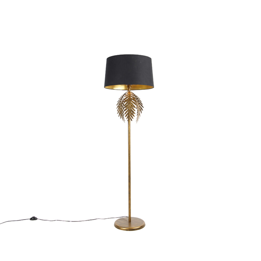 vloerlampen Vintage vloerlamp goud met katoenen kap zwart Botanica StaalKatoen Zwart Wauw wij zijn nu al Vloerlamp is een echte blikvanger in huis. Met haar