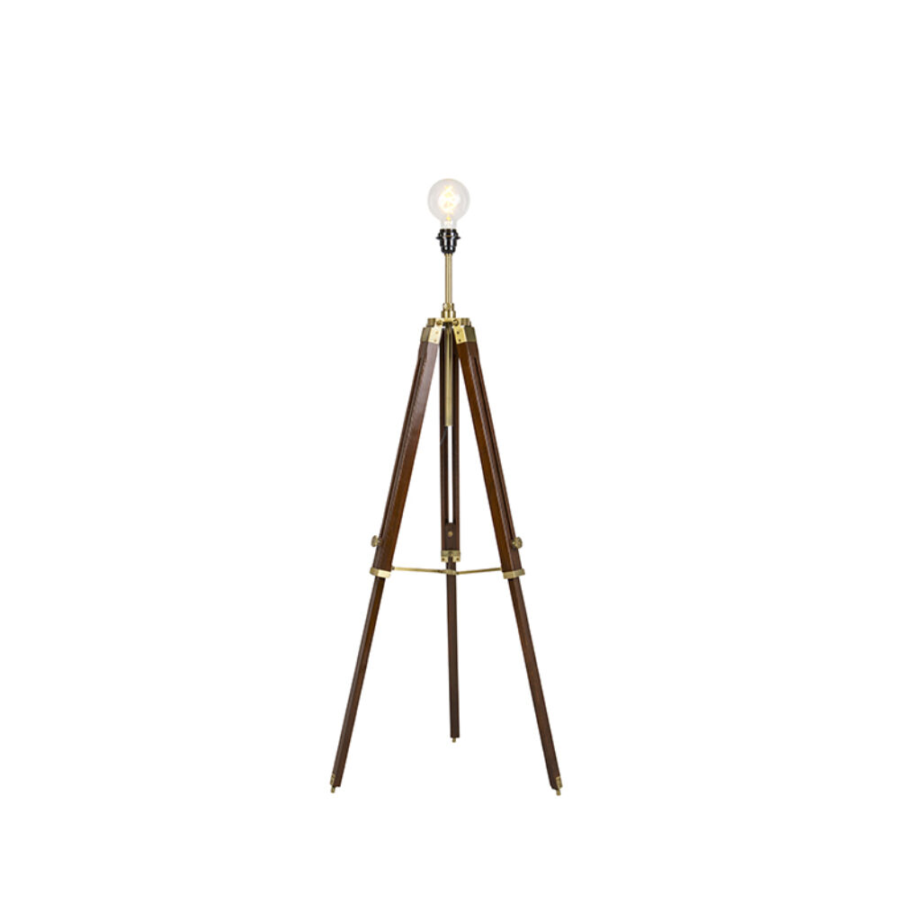 vloerlampen Vintage vloerlamp messing tripod Cortin HoutMetaal Bruin Fan van vintage Dan is deze echt iets voor jou. De houten poten hebben het ontwerp een