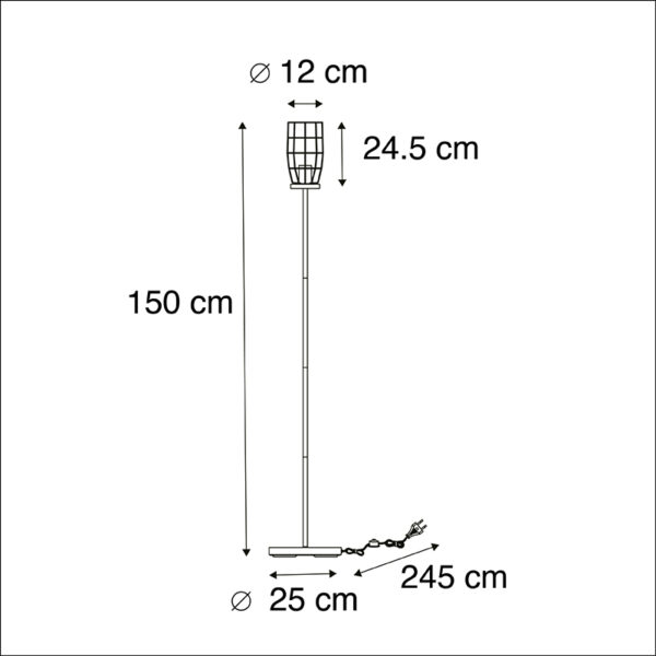 Industriële vloerlamp betonlook met zwart - Rohan - Afbeelding 3