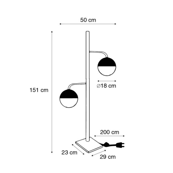 Industriële vloerlamp brons 2-lichts - Haicha - Afbeelding 3