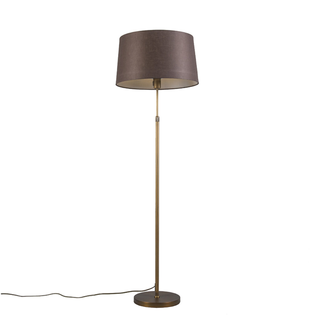 vloerlampen Vloerlamp brons met bruine kap 45 cm verstelbaar Parte KunststofMetaal Brons Hou jij wel van een klassieke touch in je Dan is deze vloerlamp echt
