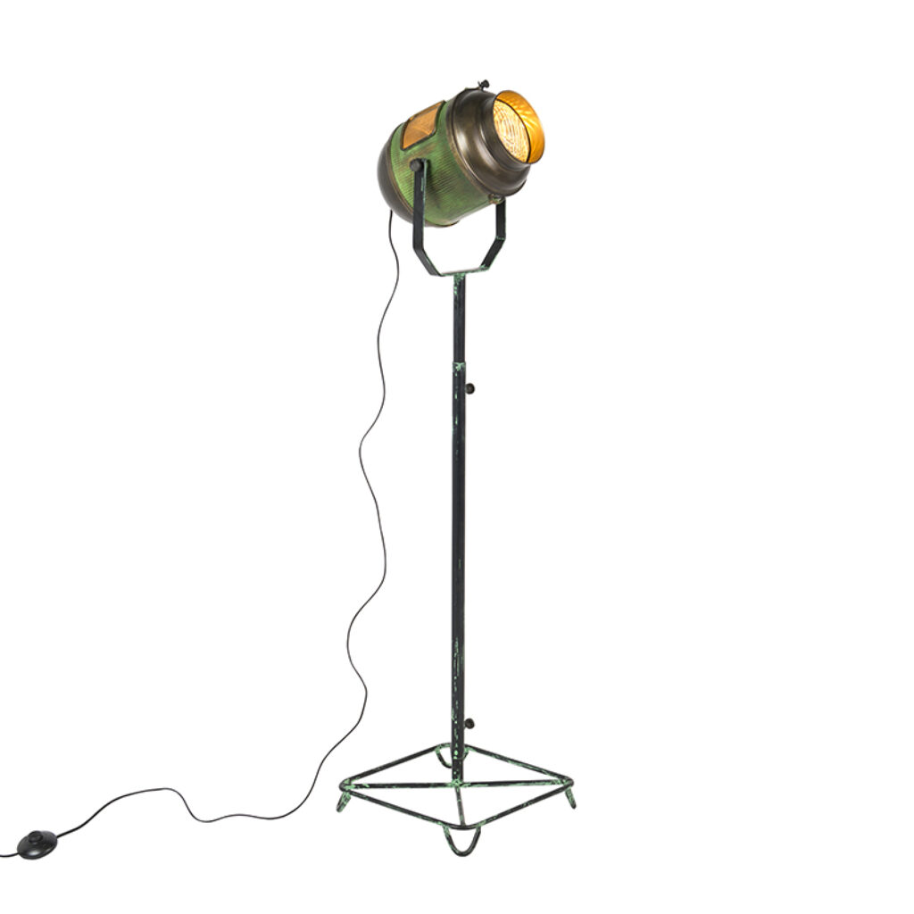 vloerlampen vloerlamp brons met groen 140 cm Byron Metaal Groen Dit is lamp die meteen een indruk achterlaat op jouw De antieke filmspot interieur sfeervolle