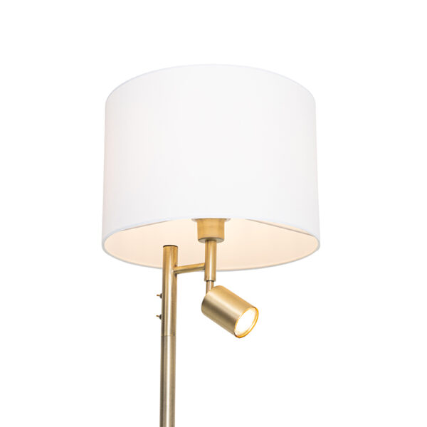 Vloerlamp brons met kap wit en leeslamp - Jelena - Afbeelding 2