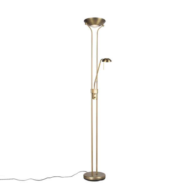 vloerlampen Vloerlamp brons met leeslamp incl. LED en dimmer Diva 2 Staal Brons De heeft een prachtig uiterlijk zoals je bij naam als kunt verwachten. Deze