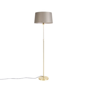 vloerlampen Vloerlamp brons met linnen kap taupe 45 cm verstelbaar Parte StofStaal Taupe Hou jij wel van een klassieke touch in je Dan is deze vloerlamp echt