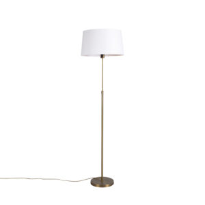 vloerlampen Vloerlamp brons met linnen kap wit 45 cm verstelbaar Parte StofStaal Brons Hou jij wel van een klassieke touch in je Dan is deze vloerlamp echt iets