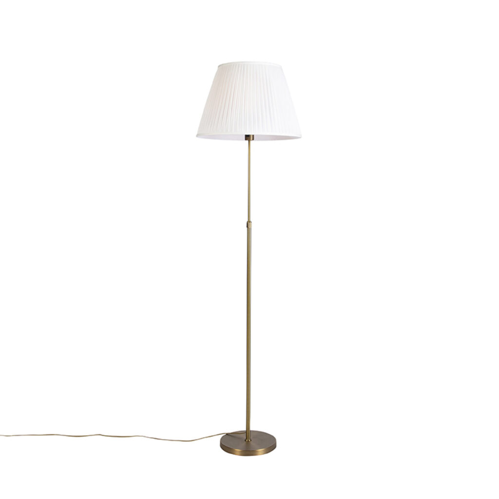 vloerlampen Vloerlamp brons met plisse kap 45 cm verstelbaar Parte StaalStof Hou jij wel van een klassieke touch in je Dan is deze vloerlamp echt iets voor Een