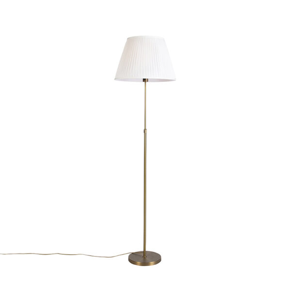vloerlampen Vloerlamp brons met plisse kap 45 cm verstelbaar Parte StaalStof Hou jij wel van een klassieke touch in je Dan is deze vloerlamp echt iets voor Een
