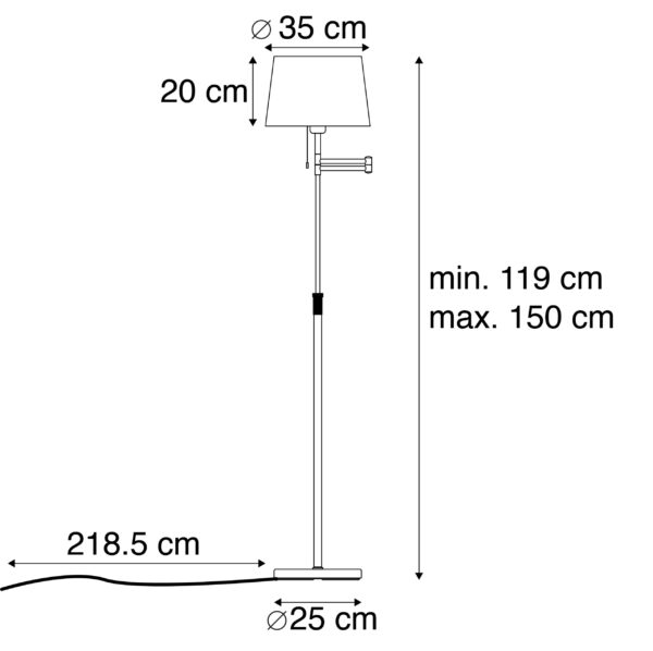 Vloerlamp brons met witte kap en verstelbare arm - Ladas Deluxe - Afbeelding 3