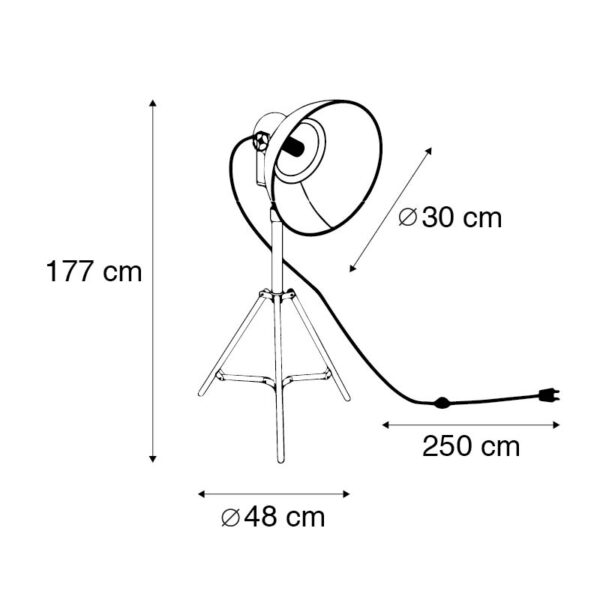Industriële vloerlamp driepoot grijs - Samia Sabo - Afbeelding 3