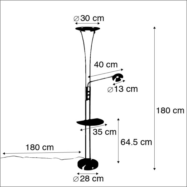Vloerlamp goud met leesarm incl. LED en USB-poort - Sevilla - Afbeelding 3