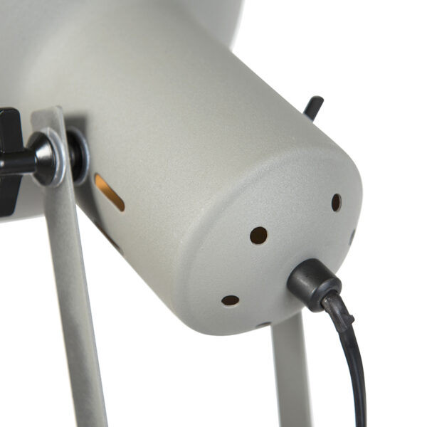 Industriële vloerlamp op houten tripod met grijze kap - Laos - Afbeelding 2