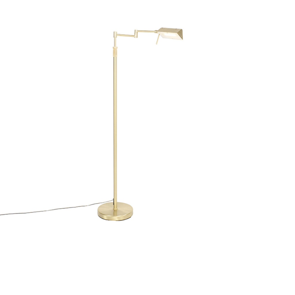 vloerlampen Vloerlamp messing incl. LED met touch dimmer Notia StaalGlas is een moderne en tijdloze vloerlamp. De verstelbare arm zorgt ervoor dat je zelf