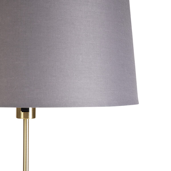 Vloerlamp goud/messing met linnen kap grijs 45 cm - Parte - Afbeelding 2